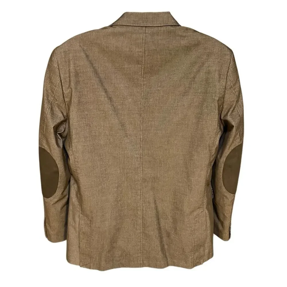 Joseph Abboud Cotton Sport Coat Brown Elbow Patch Blazer XL Classic Academia